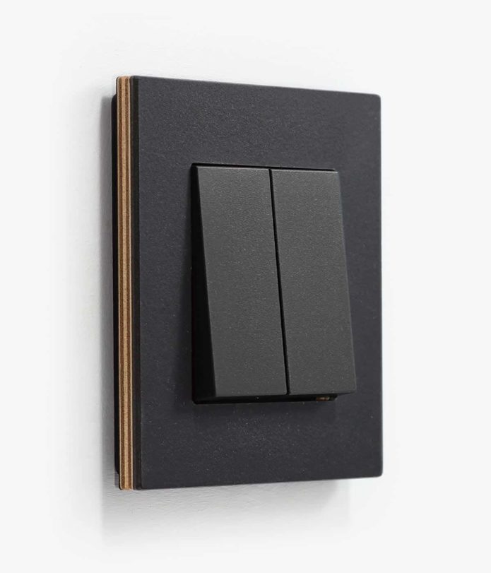 GIRA Esprit light switch in linoleum plywood anthracite