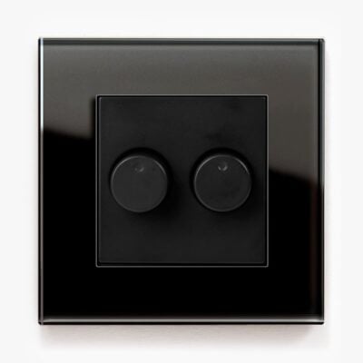 GIRA Esprit Black Glass double dimmer switch