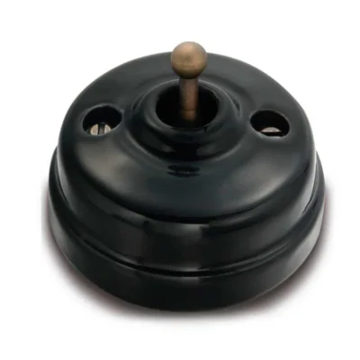 Dimbler Two-way switch aged brass toggle black porcelain without cable inlet