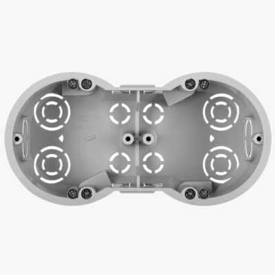 Double back box for round switches and sockets