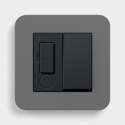 GIRA E3 Dark Grey/Black switched fused spur