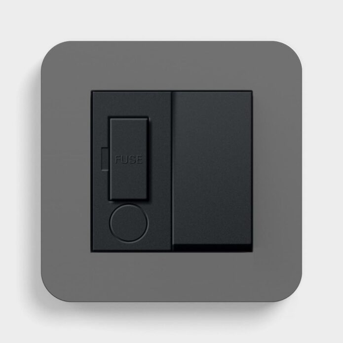 GIRA E3 Dark Grey/Black switched fused spur