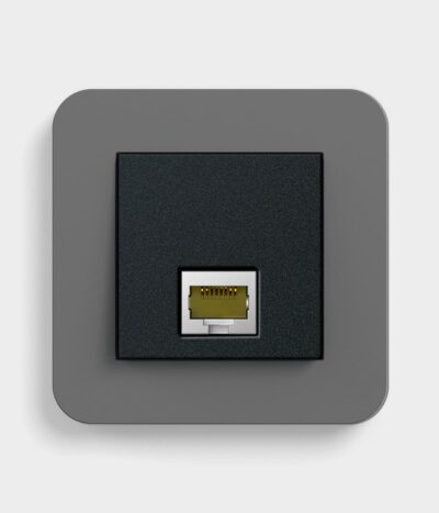 E3 Dark Grey/Black Cat6a network outlet, gender changer