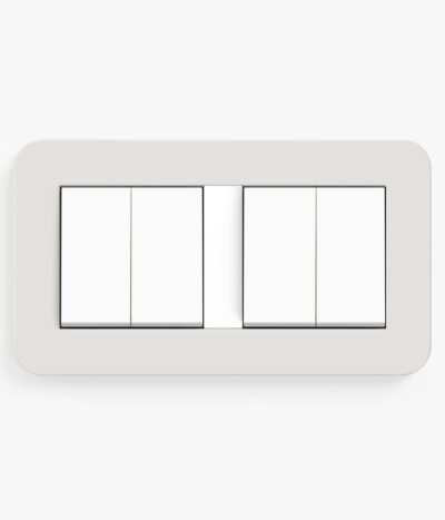 E3 Light Grey/White Quadruple (2 x 2-gang 2-way in double frame)