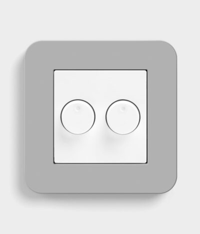 GIRA E3 Mid Grey/White double dimmer switch