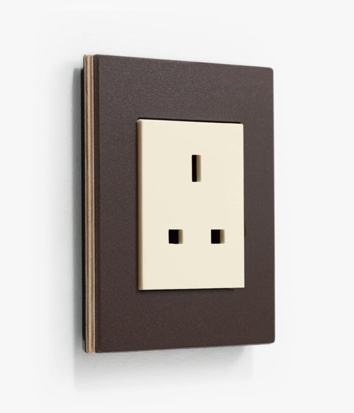 GIRA Esprit Linoleum Plywood dark brown plug socket