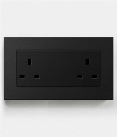 Esprit Black/Black Double Unswitched Socket