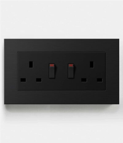 Esprit Black/Black Double Switched Socket
