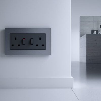 GIRA Esprit Stainless Steel socket in kitchen