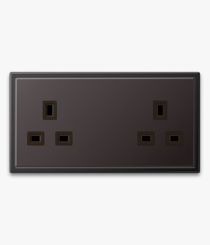 JUNG LS990 double socket in dark metal finish