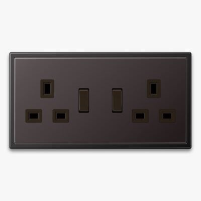 JUNG LS990 double socket in dark metal finish