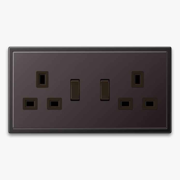 JUNG LS990 double socket in dark metal finish