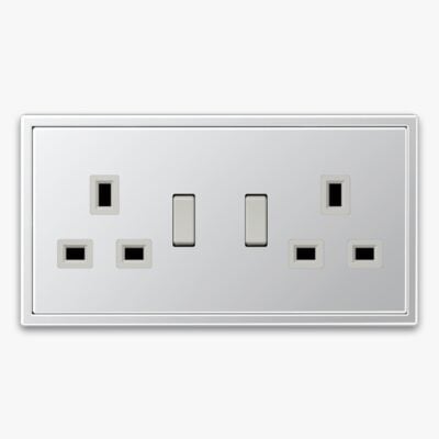 Jung LS990 Aluminium 2-gang switched socket