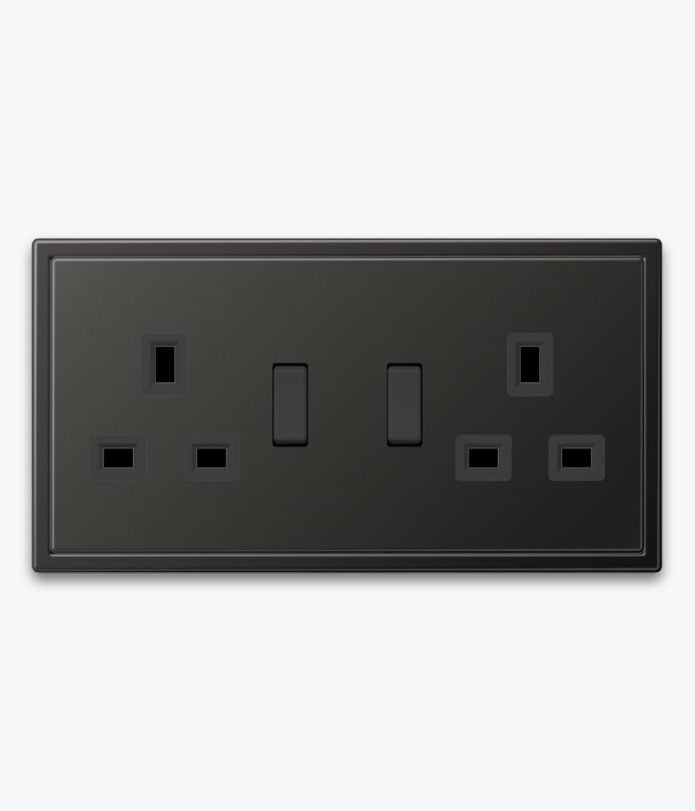 JUNG LS990 double socket in dark metal finish
