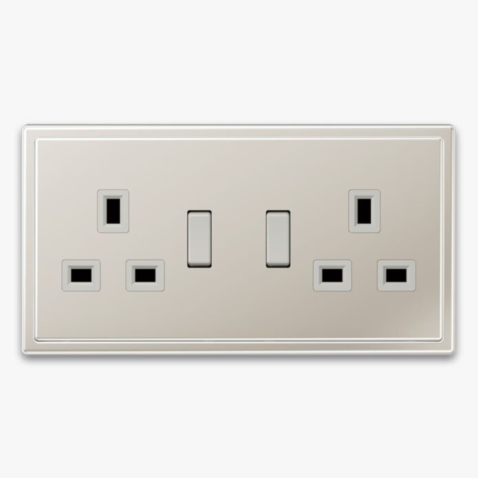 Jung LS990 Stainless Steel 2-gang switched socket