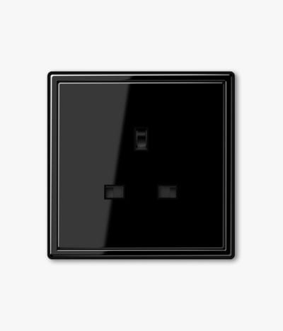 LS990 Black Single Unswitched Socket