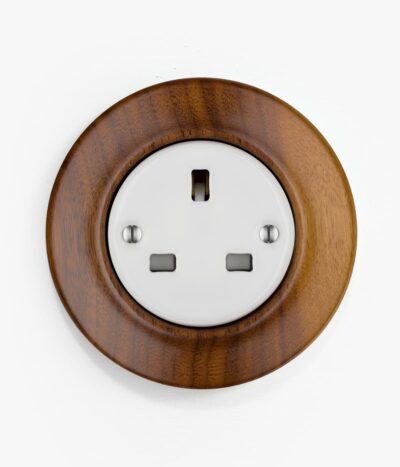 Katy Paty Roo Nuc Mag American Walnut and porcelain plug socket