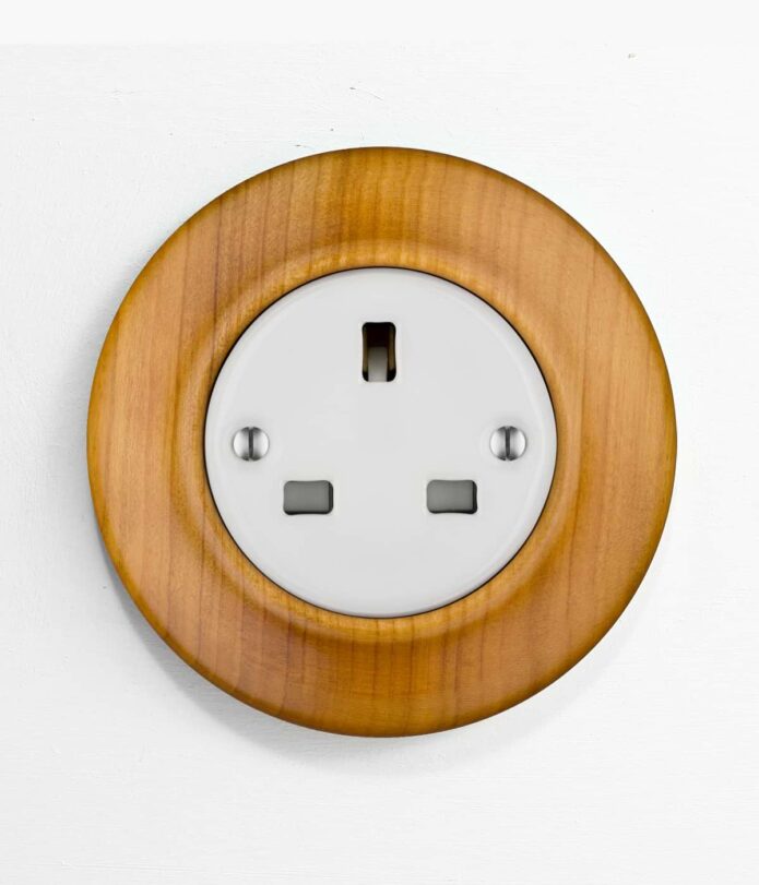Katy Paty Roo Lignum Cherry and porcelain plug socket