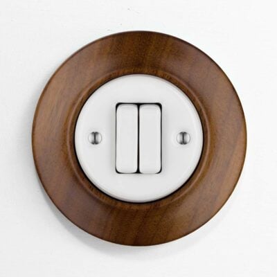Katy Paty Roo Lignum Walnut and porcelain light switch