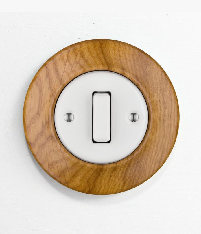 Katy Paty Roo Lignum Oak and porcelain light switch