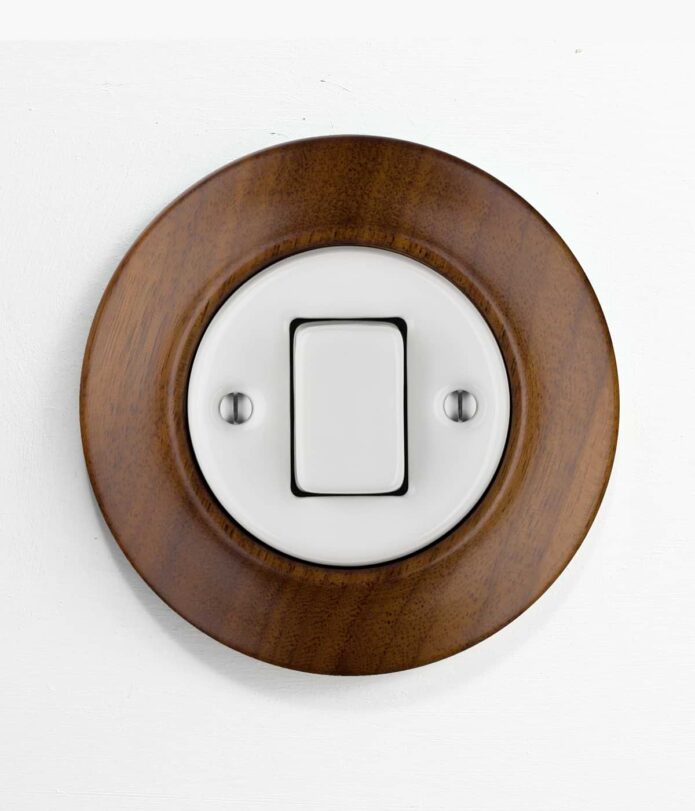 Katy Paty Roo Lignum Walnut dark wood light switch