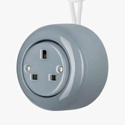 Katy Paty Colona surface mounted porcelain plug socket in grey