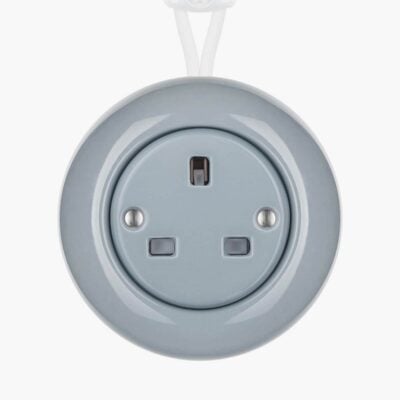 Katy Paty Colona surface mounted porcelain plug socket in grey