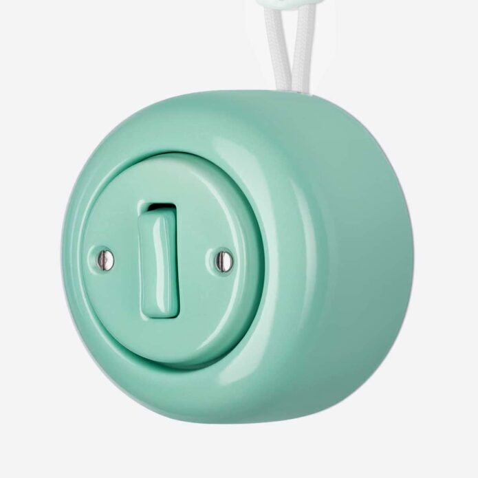 Katy Paty Colona surface mounted porcelain light switch in mint