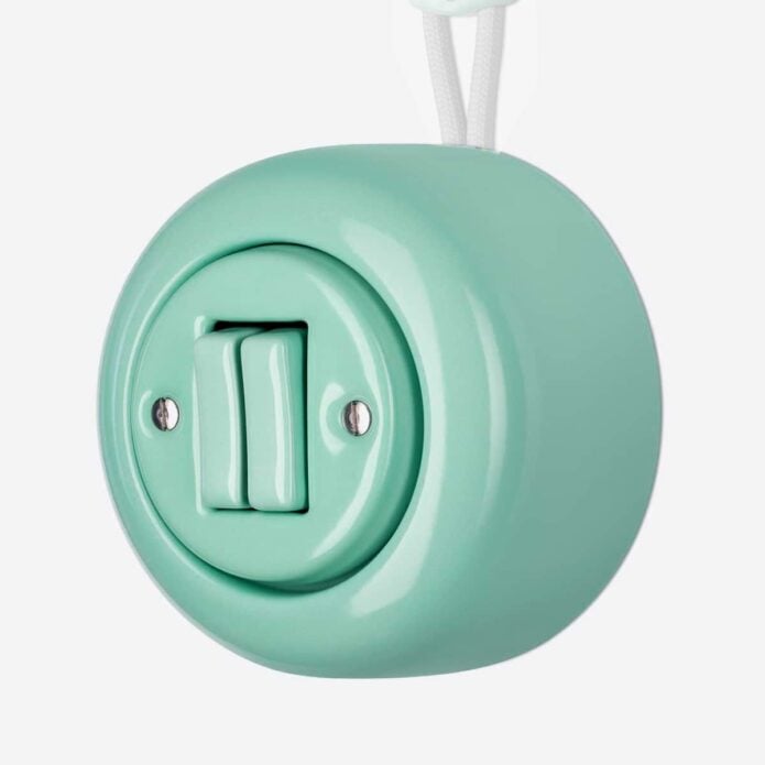 Katy Paty Colona surface mounted porcelain light switch in mint