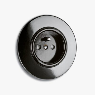 Bakelite EU socket (France), round backplate